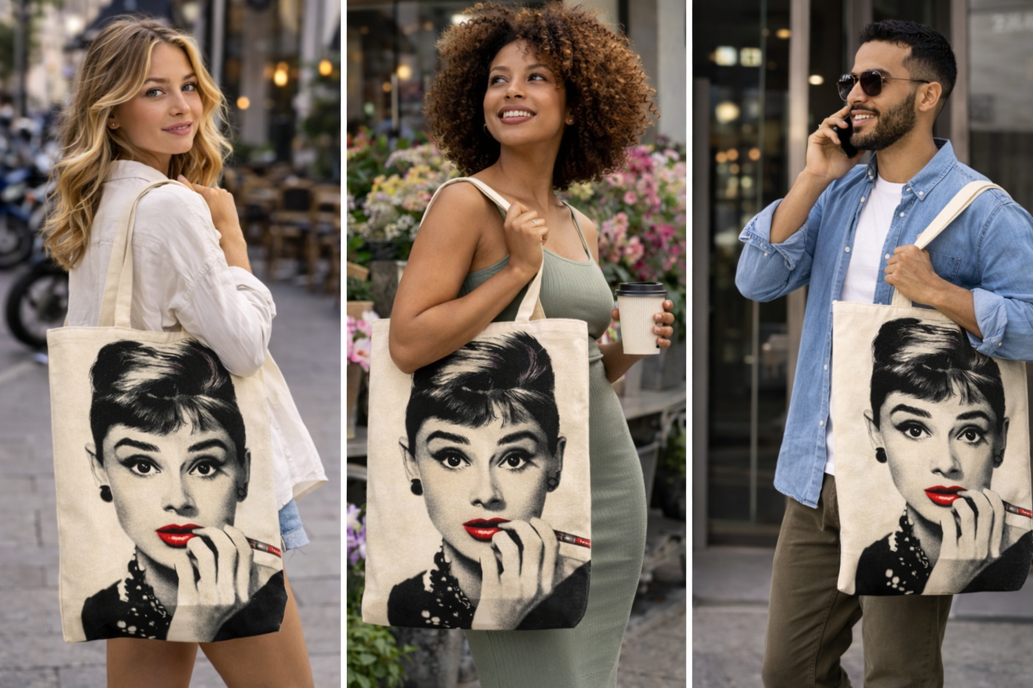 Chic Audrey Hepburn designs inspired by minimalist Hollywood elegance. Clean lines, graceful style, and timeless charm.