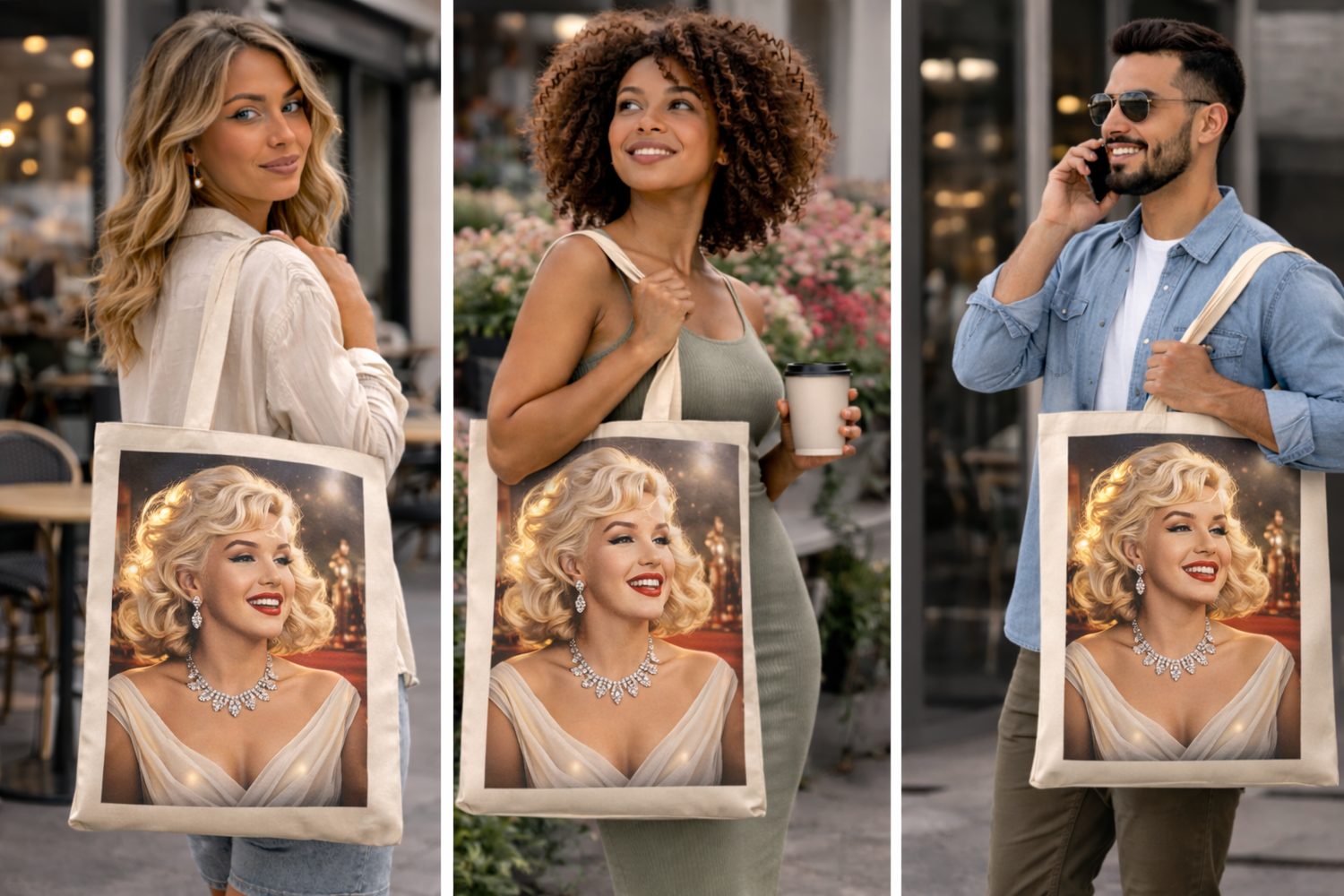 Iconic Marilyn Monroe designs inspired by bold Hollywood glamour. Soft tones, confident beauty, and timeless feminine energy.