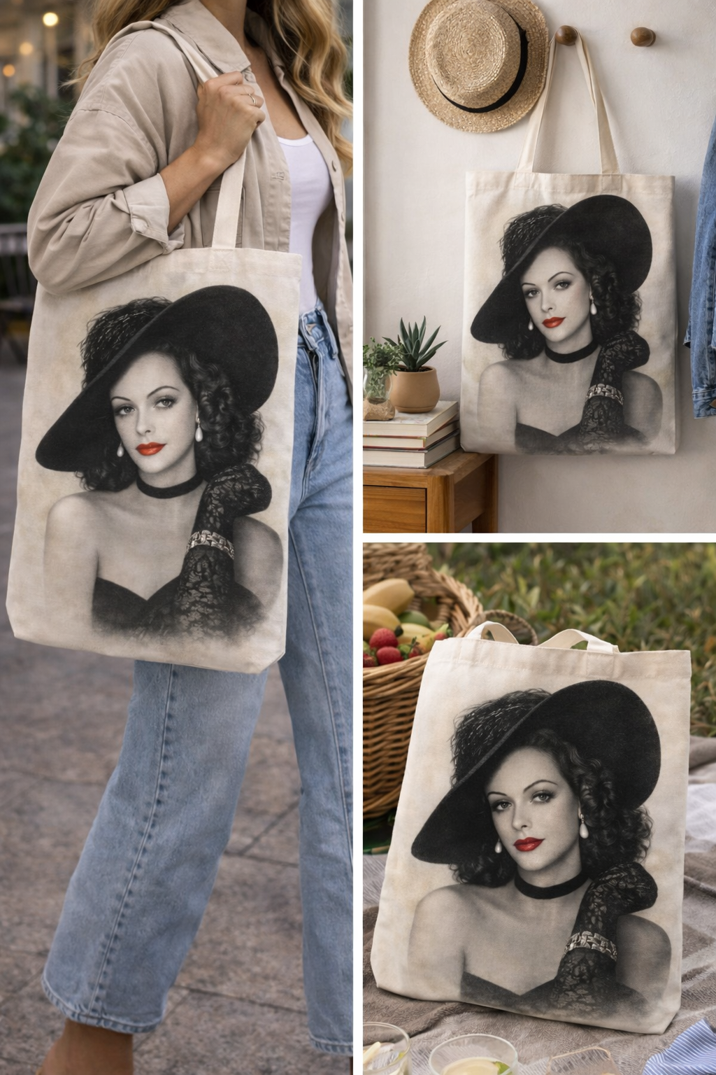 Hedy Lamarr Tote – Vintage Hollywood Statement Portrait