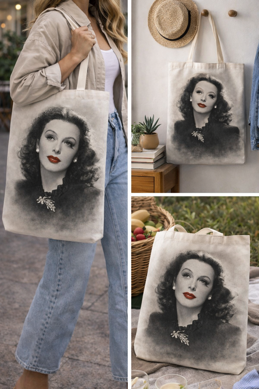 Hedy Lamarr Tote – Black & White Glamour Portrait
