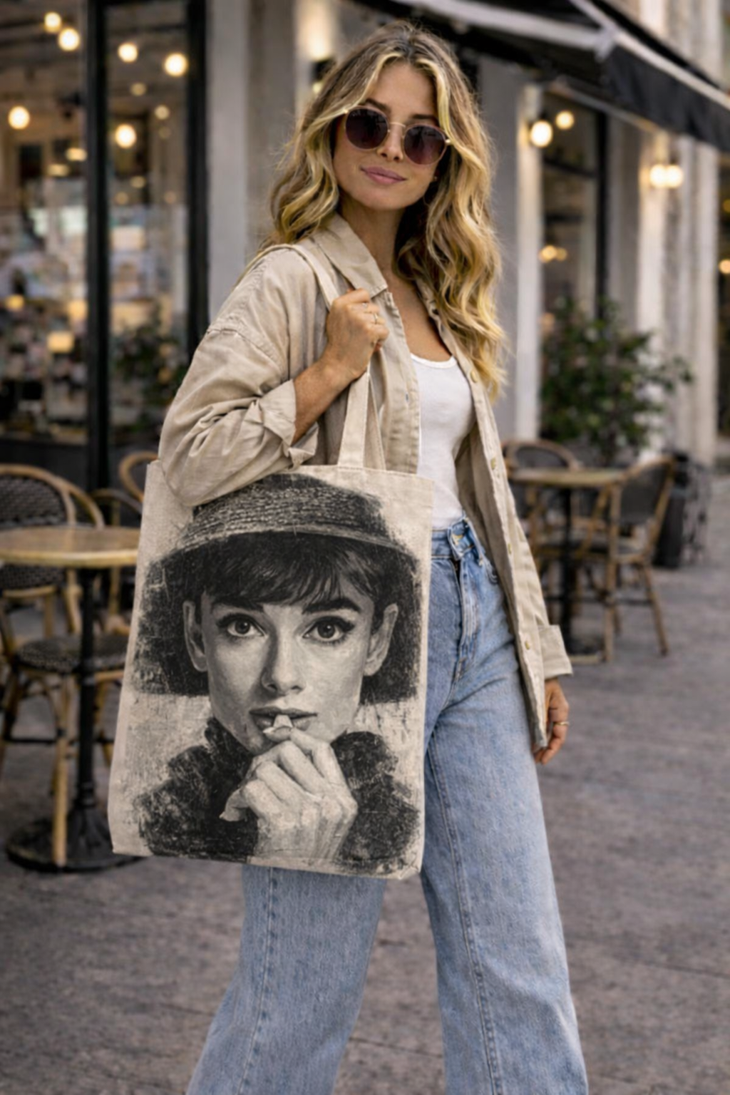 Audrey Hepburn Classic Black & White Portrait Tote Bag