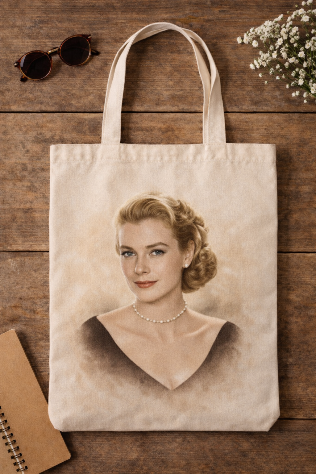 Grace Kelly Vintage Hollywood Tote Bag – Classic Movie Star Portrait Canvas Tote | Old Hollywood Elegance