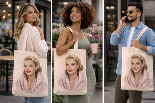 Grace Kelly Classic Hollywood Tote Bag – Vintage Movie Star Canvas Tote